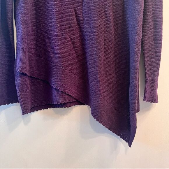 Elle Purple Asymmetrical Scallop Hem Knit Tunic Sweater - Picture 6 of 9